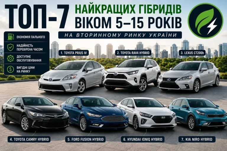 Топ-7 лучших гибридов возрастом 5-15 лет на вторичном рынке Украины